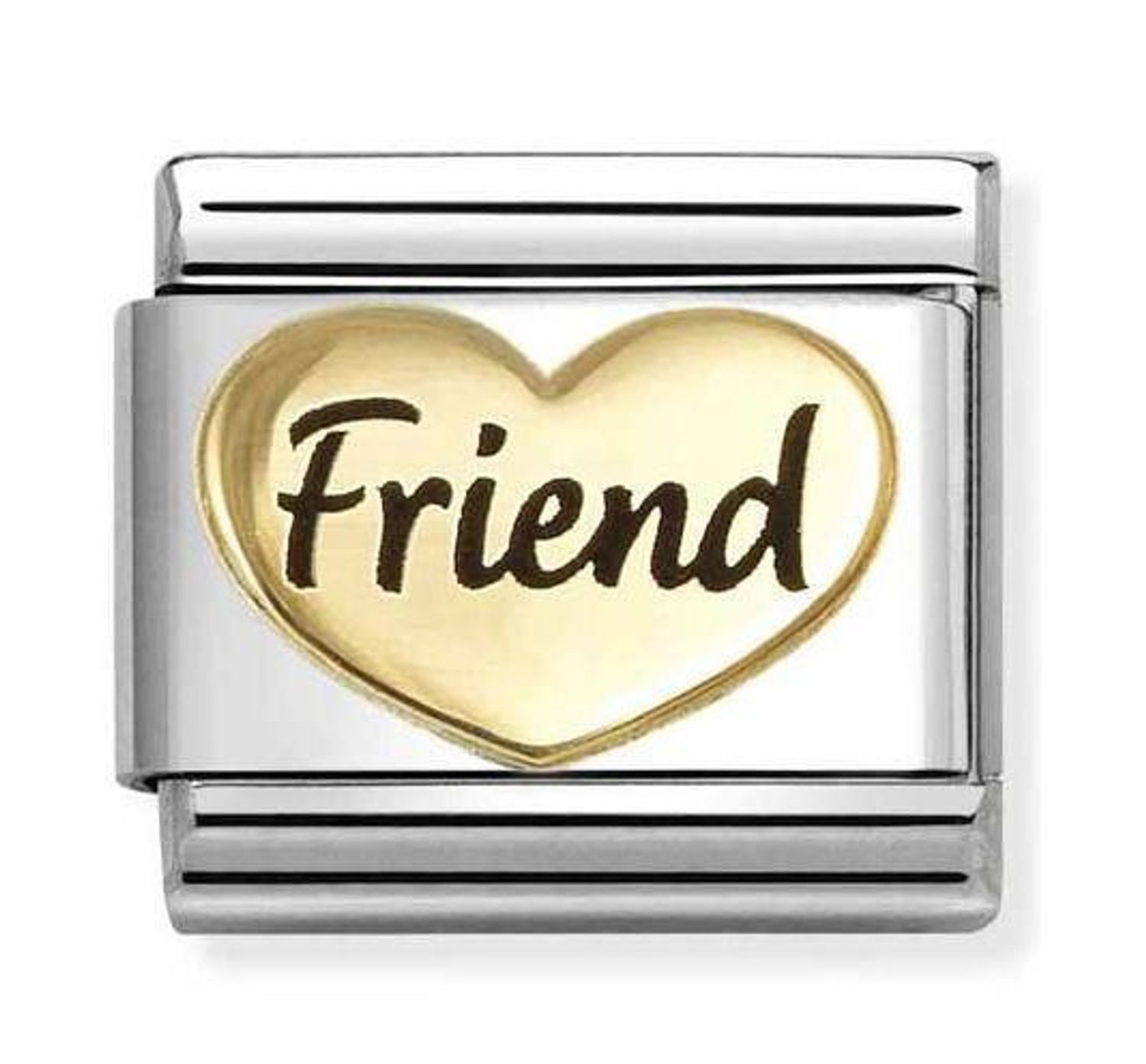 Nomination Link 18K Gold 'Friend' 03028584 – oryginalny link do bransoletek Composable z najwyższej jakości stali szlachetnej i 18K złota z emalią. Stwórz spersonalizowaną bransoletkę 1.jpg